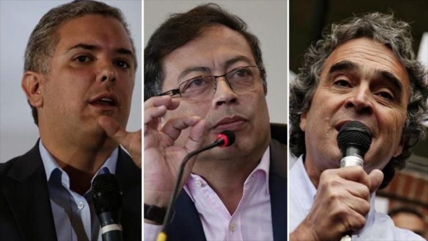 Los candidatos a la Presidencia de Colombia: Iván Duque, Gustavo Petro y Sergio Fajardo, respectivamente.