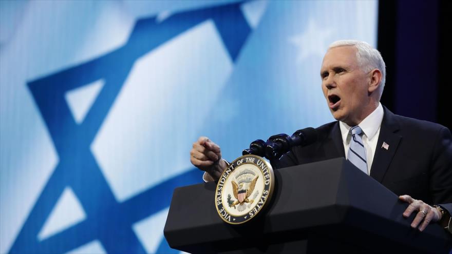 El vicepresidente de EE.UU., Mike Pence, habla en el Comité Estadounidense de Asuntos Públicos de Israel (AIPAC), Washington, 5 de marzo de 2018.