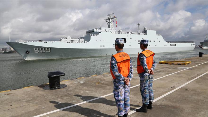Tropas chinas en la base militar de China en Yibuti, en el Cuerno de África.