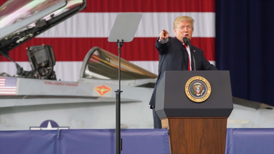El presidente de EEUU, Donald Trump, pronuncia un discurso ante los militares, 3 de marzo de 2018.