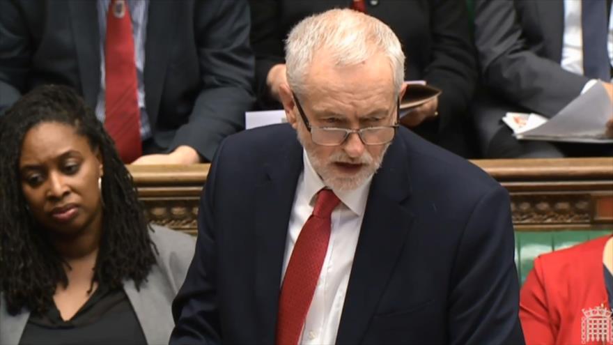 El líder del Partido Laborista del Reno Unido (PL), Jeremy Corbyn, en el Parlamento británico,14 de marzo de 2018.