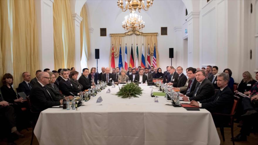 La Comisión Conjunta del pacto nuclear Irán- Grupo 5+1, reunida en Viena (capital de Austria), 16 de marzo de 2018.