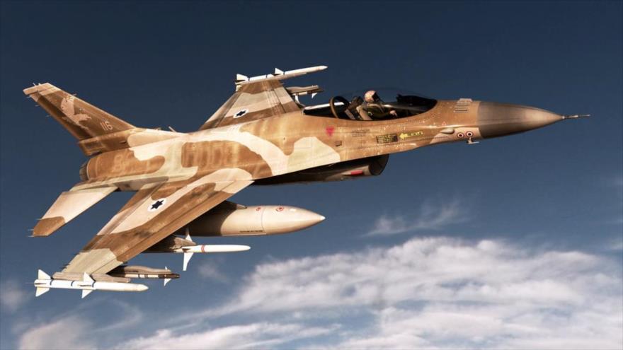 Un caza F-16 de la fuerza aérea del régimen de Israel.
