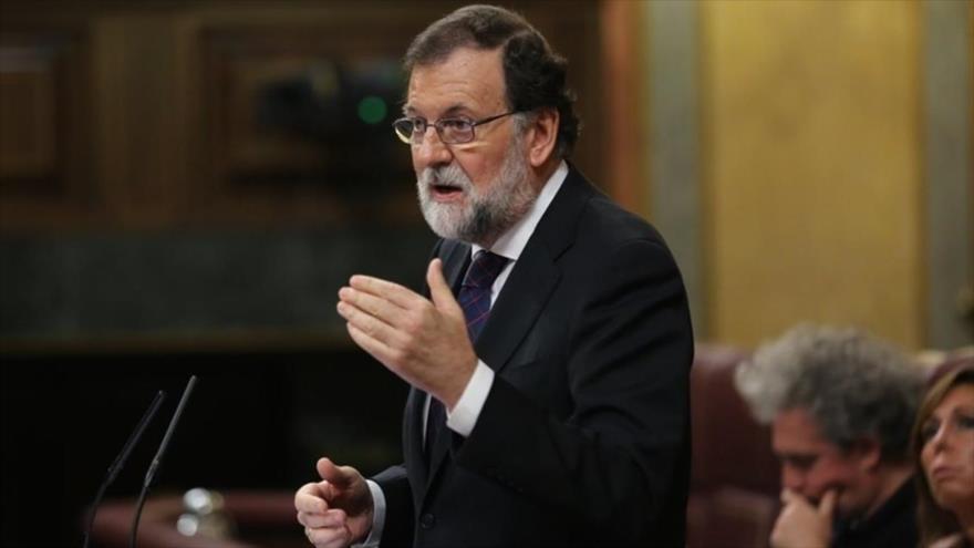 El presidente de Gobierno de España, Mariano Rajoy, durante una intervención suya en el Parlamento español.