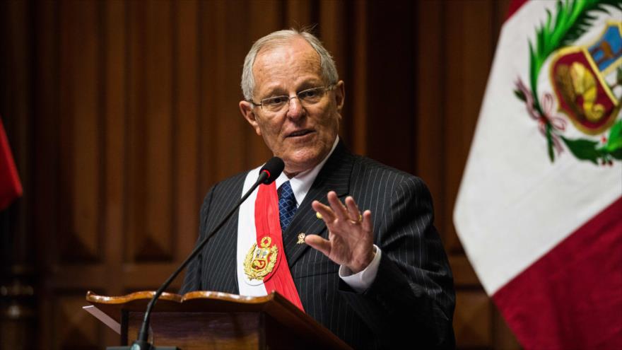 El dimitido presidente de Perú, Pedro Pablo Kuczynski, habla durante el Día de la Independencia en el Congreso Nacional, Lima, el 28 de julio de 2017.