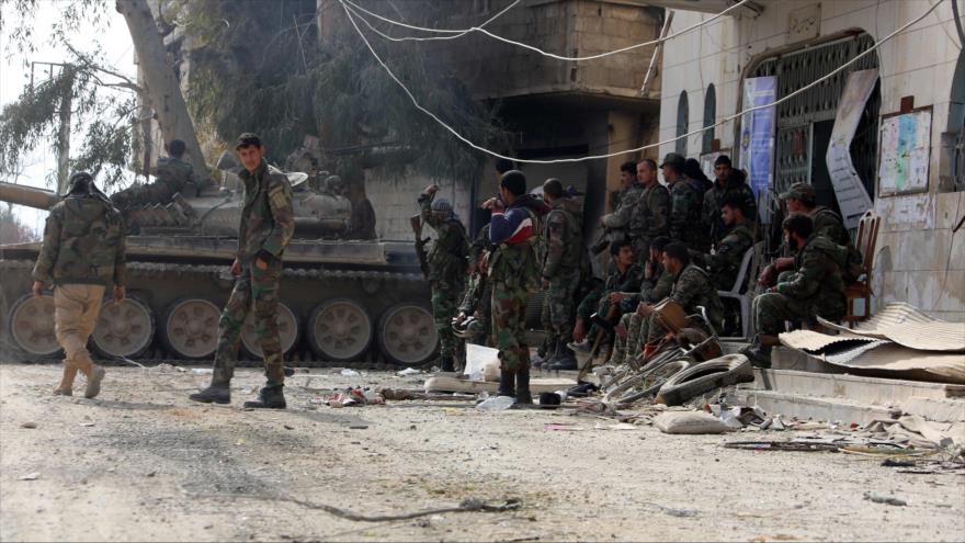 Las fuerzas sirias en la región de Guta Oriental, 18 de marzo de 2018.