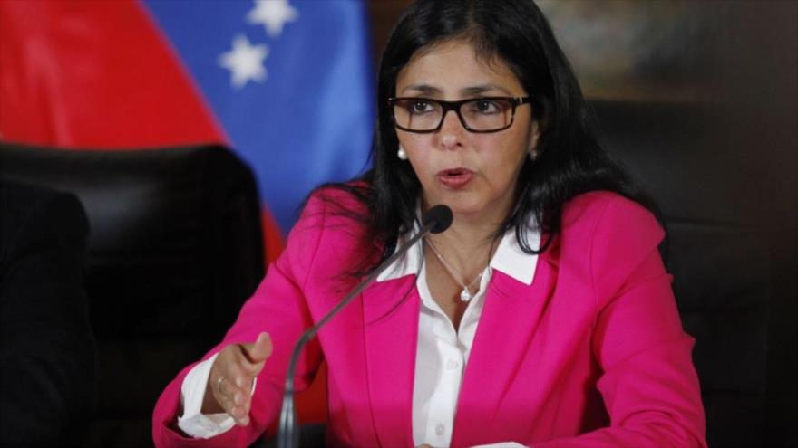 La presidenta de la Asamblea Nacional Constituyente de Venezuela (ANC), Delcy Rodríguez, en Caracas, 27 de febrero de 2018.