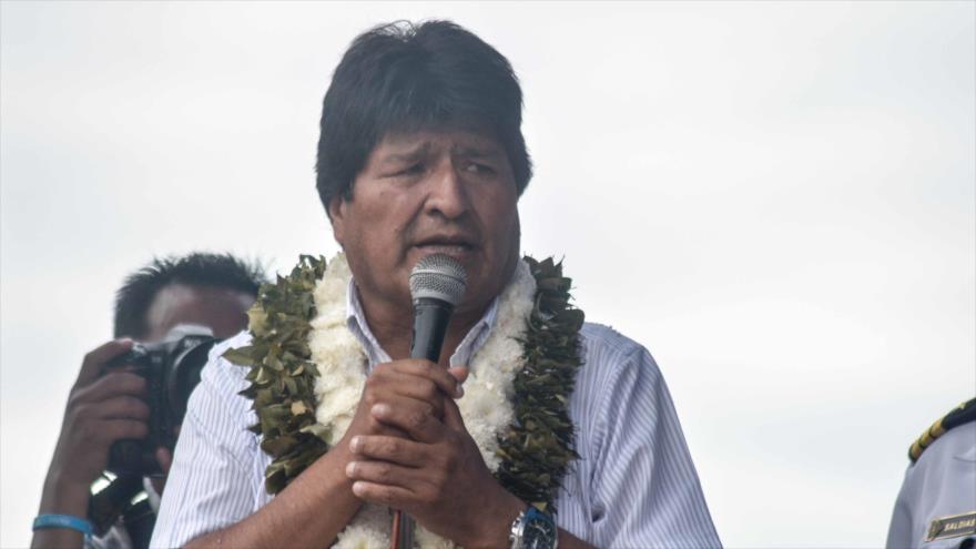 Evo Morales, presidente de Bolivia, habla en un acto público en el municipio de Shinahota, en Cochabamba, 4 de abril de 2018.
