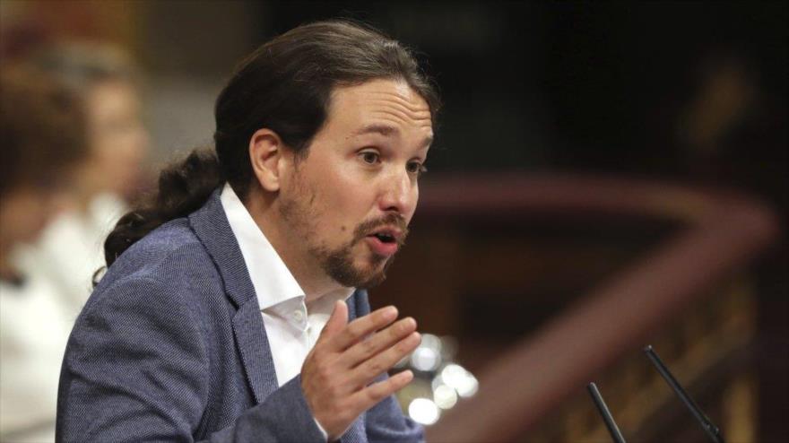 El seretario general de Podemos, Pablo Iglesias, durante una intervención en el Congreso de España, 13 de junio de 2017.