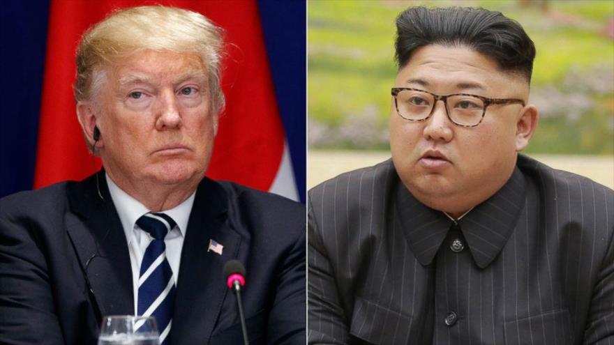 El presidente de EE.UU., Donald Trump (izda.), y el líder norcoreano, Kim Jung-un. 