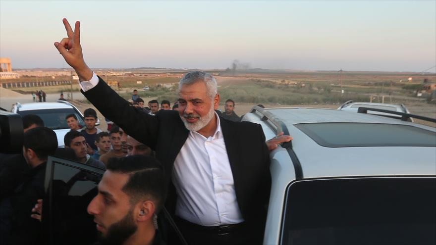 El jefe político del Movimiento de Resistencia Islámica Palestina (HAMAS), Ismail Haniya, en una protesta en el este de Gaza, 9 de abril de 2018.