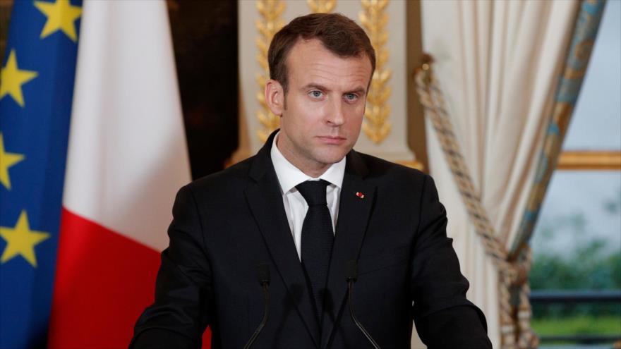 El presidente de Francia, Emmanuel Macron, en una rueda de prensa en París (capital), 10 de abril de 2018.