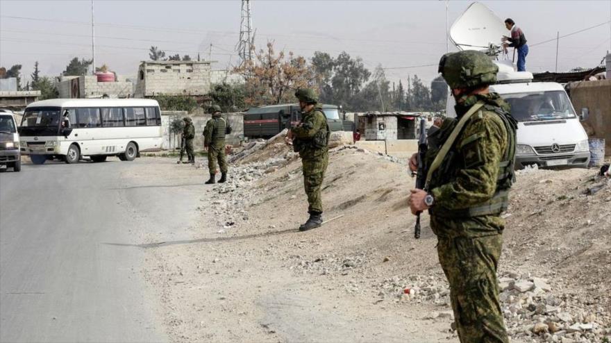 Soldados del Ejército de Rusia desplegados en el territorio sirio.