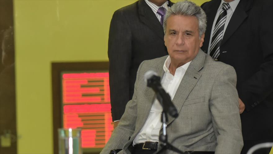 El presidente de Ecuador, Lenín Moreno, en una rueda de prensa desde Quito, 13 de abril de 2018.