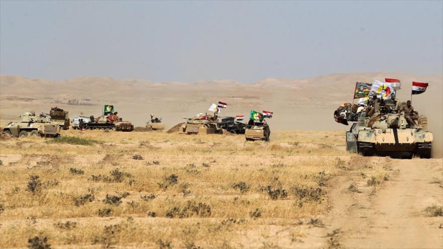 Las fuerzas iraquíes y las Unidades de Movilización Popular (Al-Hashad Al-Shabi), en una operación antiterrorista en Tal Afar, norte de Irak.