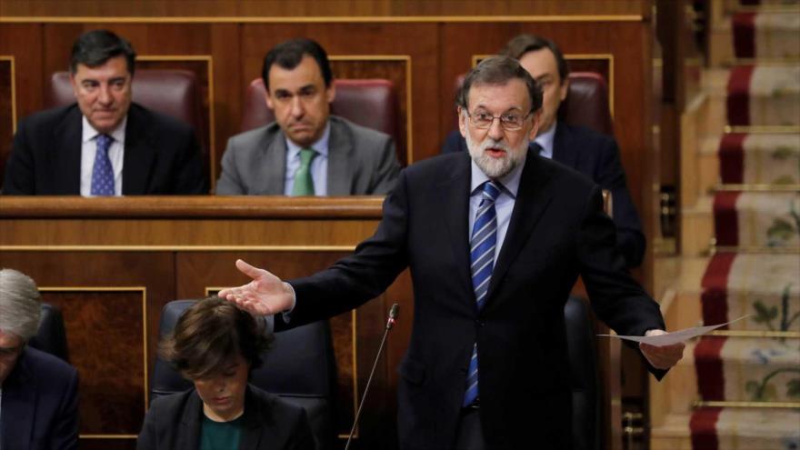 El presidente del Gobierno español, Mariano Rajoy, durante una sesión del Congreso de España.