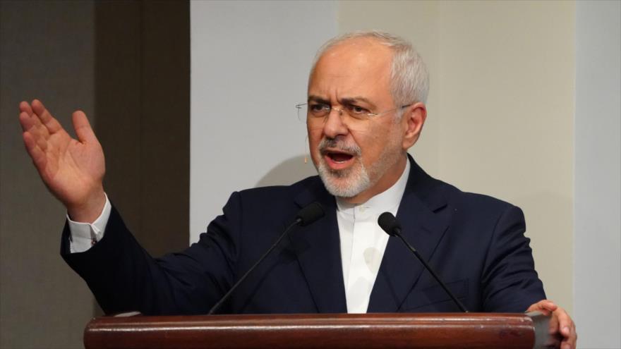 El canciller iraní, Mohamad Yavad Zarif, habla en el Consejo de Relaciones Exteriores de EE.UU. sobre los lazos Teherán-Washington, 23 de abril de 2018.
