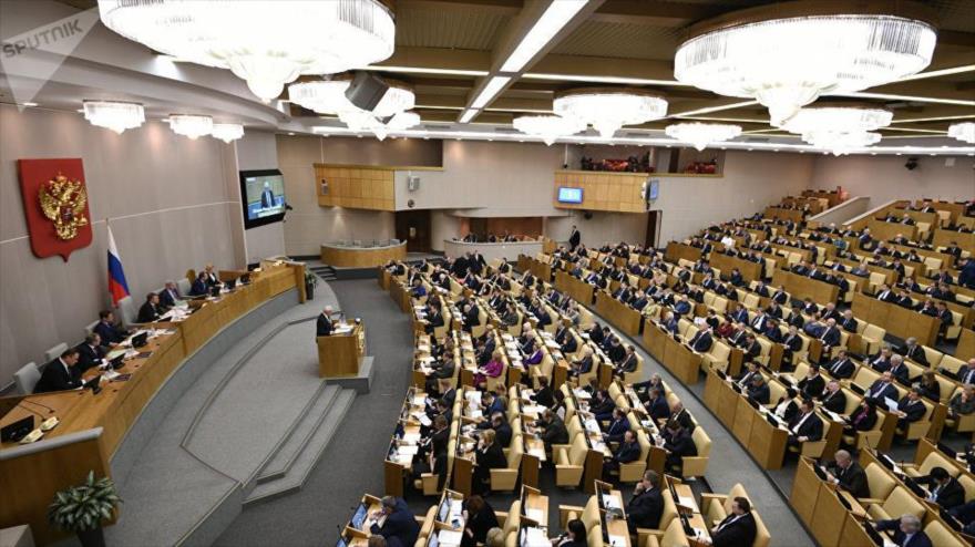 Una sesión ordinaria de la Duma rusa (Cámara Baja del Parlamento ruso), edificio ubicado en Moscú, capital de Rusia.