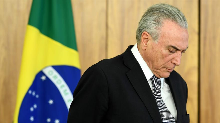 El presidente de Brasil, Michel Temer, en una ceremonia en el palacio de Planalto en Brasilia, 25 de abril de 2018. 