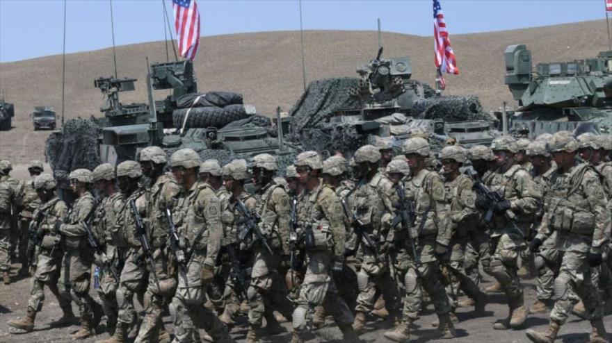 Un grupo de soldados de EE.UU. durante un ejercicio militar multinacional conjunto en una base militar en la capital de Georgia, 30 de julio de 2017.