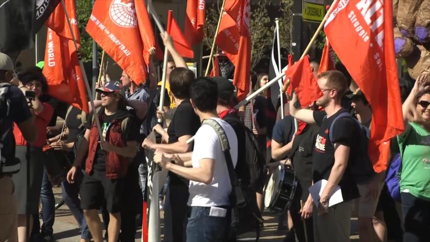 Trabajadores protestan contra las injusticias en la era de Trump