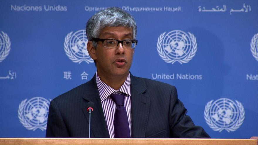 El portavoz adjunto de la ONU, Farhan Haq, durante su discurso en la Organización de las Naciones Unidas, 15 December de 2017.