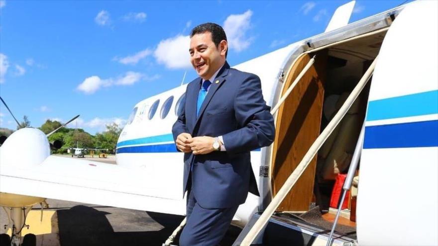 El presidente de Guatemala, Jimmy Morales, durante una visita oficial a Honduras.