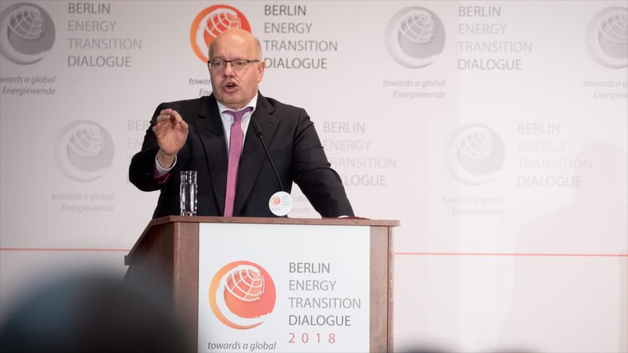 El ministro de Economía de Alemania, Peter Altmaier, habla en una conferencia en Berlín, 17 de abril de 2018.
