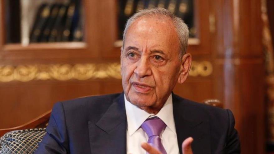 El presidente del Parlamento de El Líbano, Nabih Berri, en la entrevista con The Associated Press.