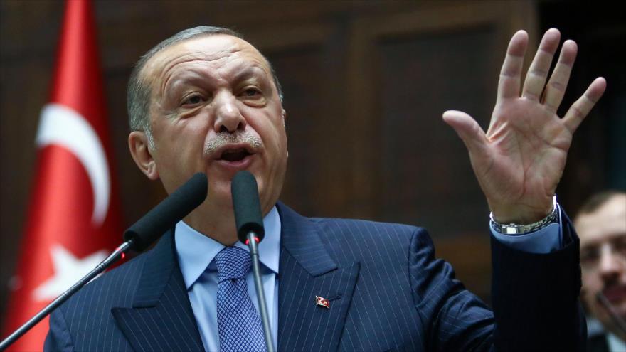 El presidente de Turquía, Recep Tayyip Erdogan, durante un discurso celebrado en Ankara, 8 de mayo de 2018.