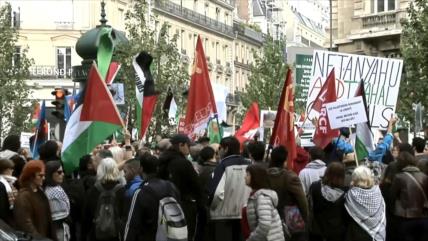 Manifestaciones en Francia contra masacre israelí en Palestina