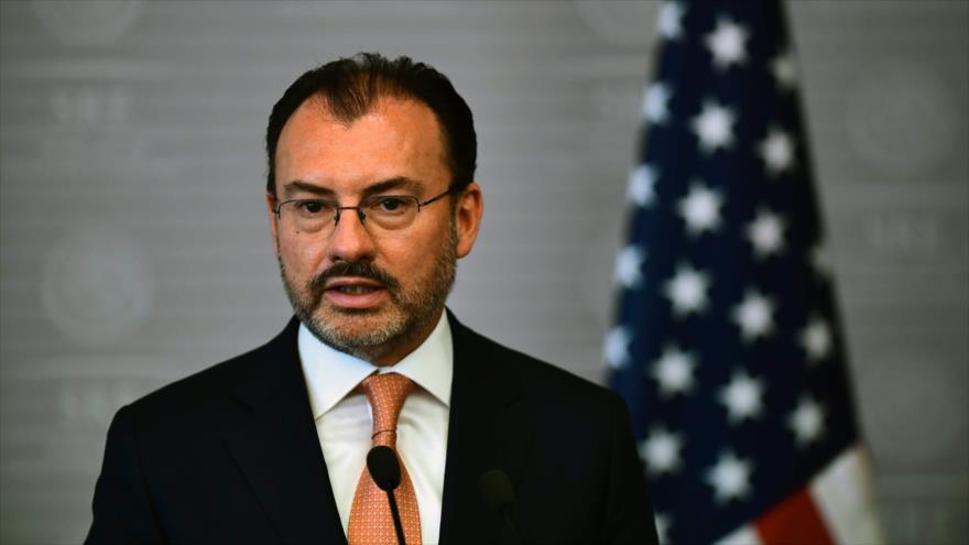 El canciller de México, Luis Videgaray, habla durante una conferencia de prensa conjunta en la Ciudad de México, 26 de marzo de 2018.