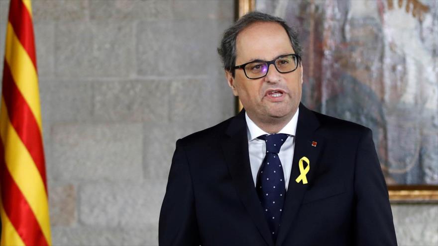 Quim Torra, durante su toma de posesión como presidente de la Generalitat de Cataluña, 17 de mayo de 2018.