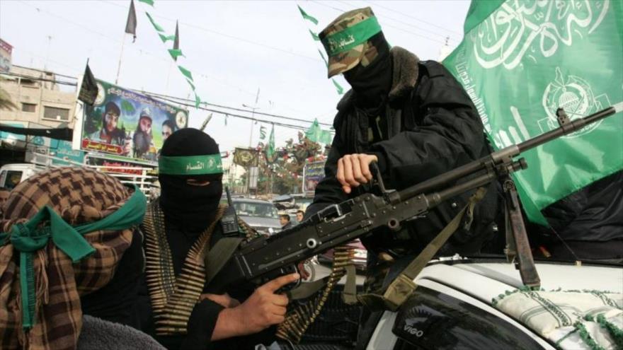 Miembros de las Brigadas Ezzedin Al-Qassam, brazo armado del Movimiento de Resistencia Islámica de Palestina (HAMAS).