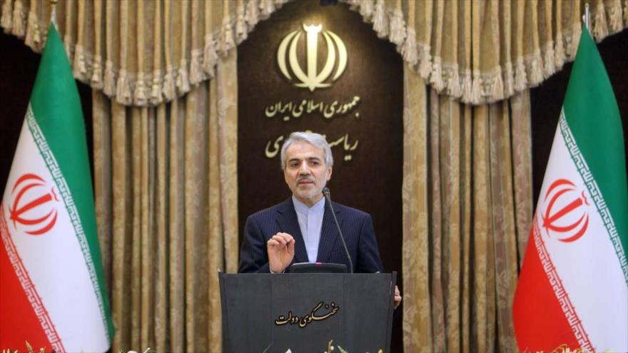 Mohamad Baqer Nobajt, portavoz del Gobierno de Irán, habla en una rueda de prensa, 22 de mayo de 2018.