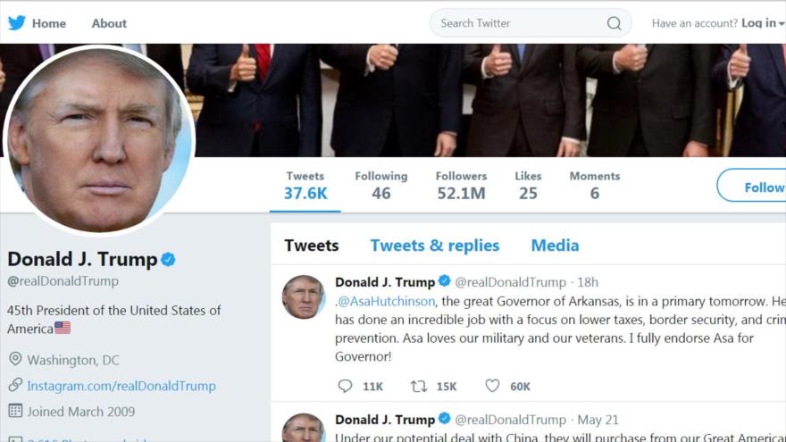 Una visión general de la cuenta del presidente de EE.UU., Donald Trump, en la red social Twitter.