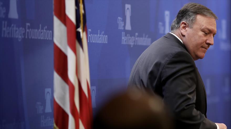 El secretario de Estado de EE.UU., Mike Pompeo, tras un discurso que ofreció en la sede de Heritage Foundation, Washington, 21 de mayo de 2018.