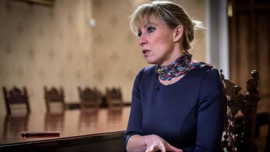 La portavoz de la Cancillería rusa, María Zajárova, en una entrevista con la agencia francés de noticias AFP en Moscú, 16 de enero de 2018.