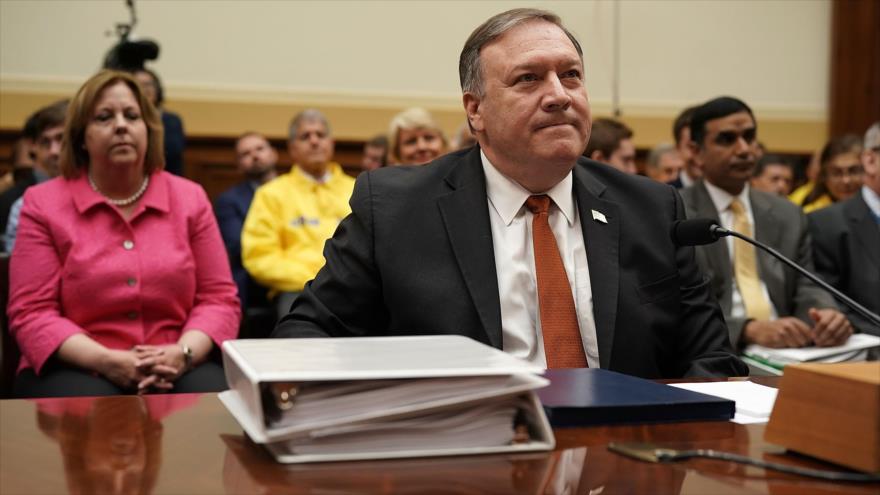 El secretario de Estado estadounidense, Mike Pompeo, habla ante la Comisión de Asuntos Internacionales de la Cámara de Representantes de EE.UU., 23 de mayo de 2018.