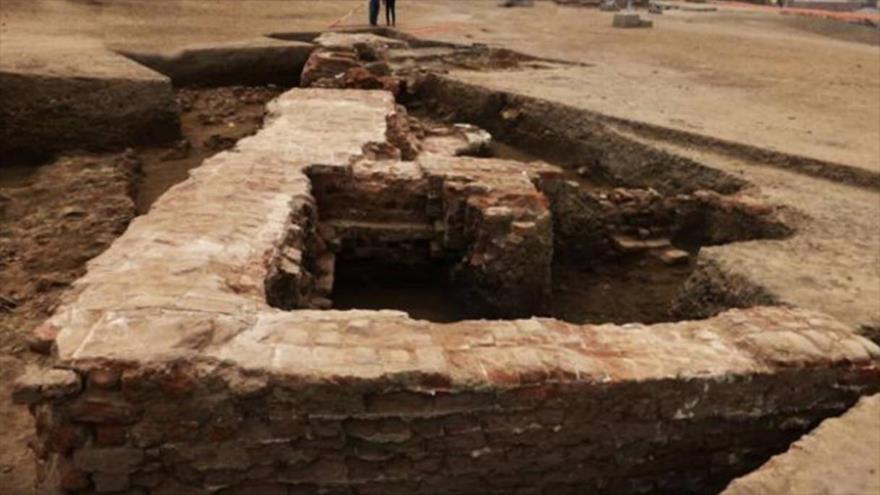 Restos del edificio grecorromano recién descubierto en Egipto.