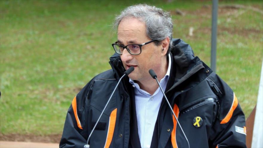 El presidente del gobierno autonómico de Cataluña (noreste de España), Joaquim ‘Quim’ Torra, en un acto conmemorativo, 21 de mayo de 2018.