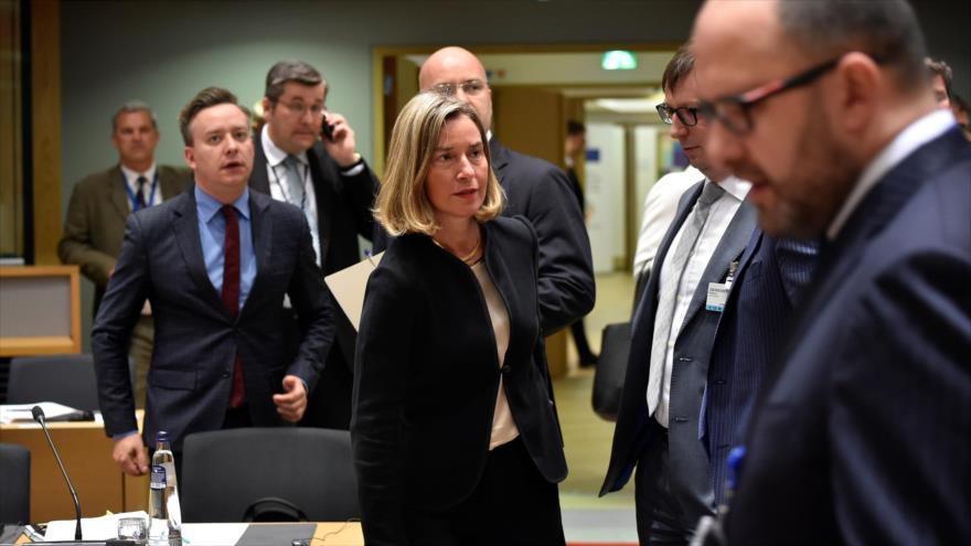 La Alta Representante de la UE para Asuntos Exteriores y Política de Seguridad, Federica Mogherini, en Bruselas, 28 de mayo de 2018.