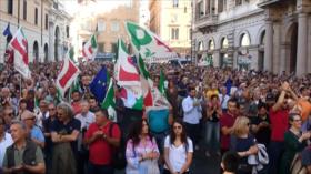 Partido Democrático protesta en Roma contra formación de Gobierno