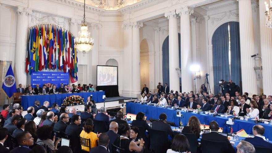 La 48ª Asamblea General de la Organización de Estados Americanos (OEA), en Washington, capital estadounidense, 4 de junio de 2018.