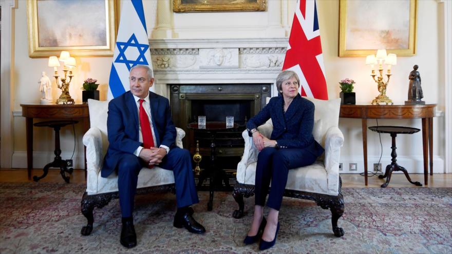 Theresa May, primera ministra del Reino Unido, se reúne en Londres con su par israelí Benjamin Netanyahu, 6 de junio de 2018.
