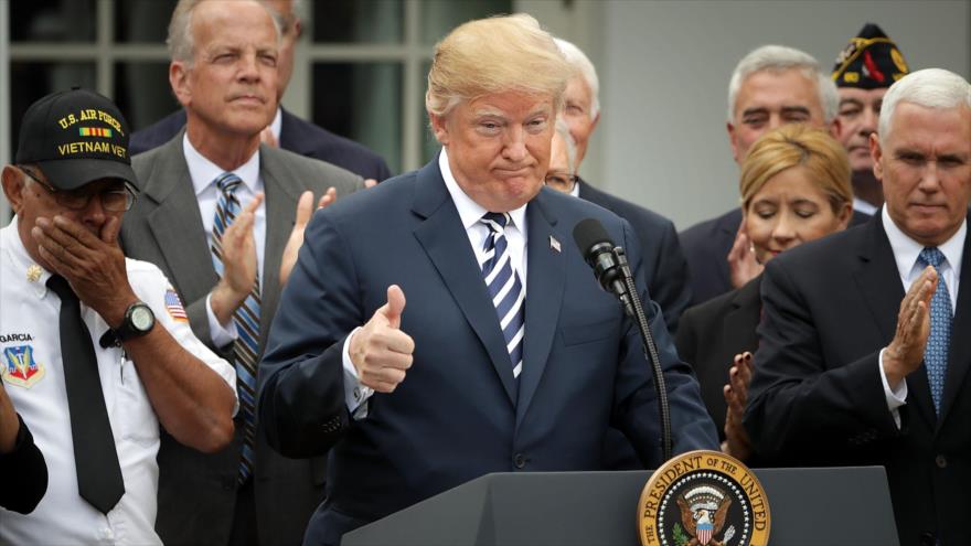 El presidente de EE.UU., Donald Trump, en declaraciones desde la Casa Blanca, en Washington DC, 6 de junio de 2018.