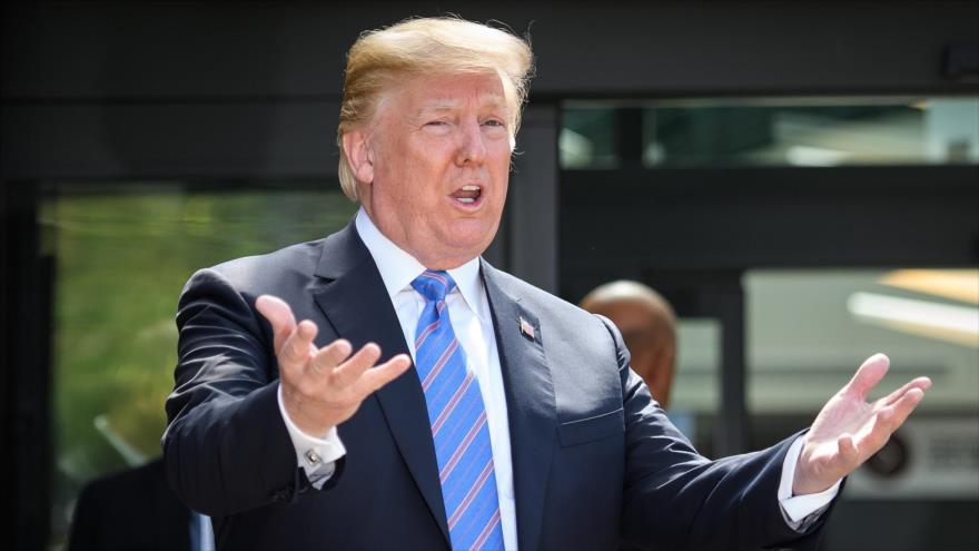 El presidente de EE.UU., Donald Trump, en una rueda de prensa antes de partir de la Cumbre del G7 en Canadá, 9 de junio de 2018.