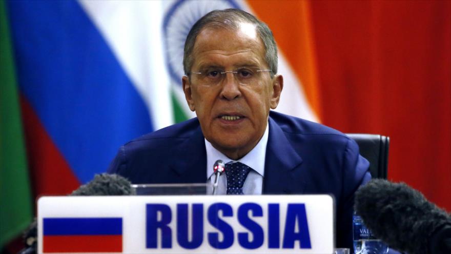 El ministro de Exteriores ruso, Serguéi Lavrov, en una rueda de prensa en Pretoria, Sudáfrica, 4 de junio de 2018.