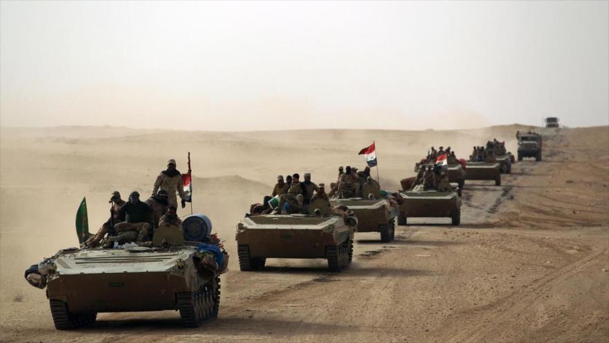 Convoy de fuerzas iraquíes se desplaza hacia la provincia de Al-Anbar.