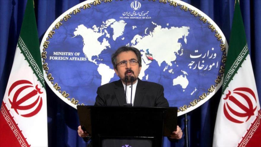 El portavoz de la Cancillería iraní, Bahram Qasemi, durante una rueda de prensa en Teherán, capital persa.